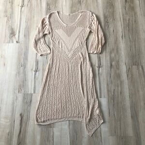 Crochet Bohemian Style Knit Dress Front Slit Beach
